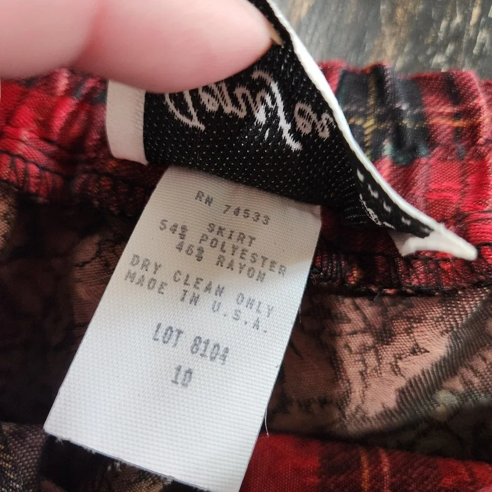 Vintage 80s Red Plaid Midi Pocket Skirt S/M 25
